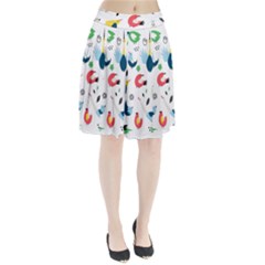 Vector Set Isolates With Cute Birds Scandinavian Style Pleated Skirt by Salman4z