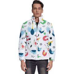 Vector Set Isolates With Cute Birds Scandinavian Style Men s Puffer Bubble Jacket Coat by Salman4z