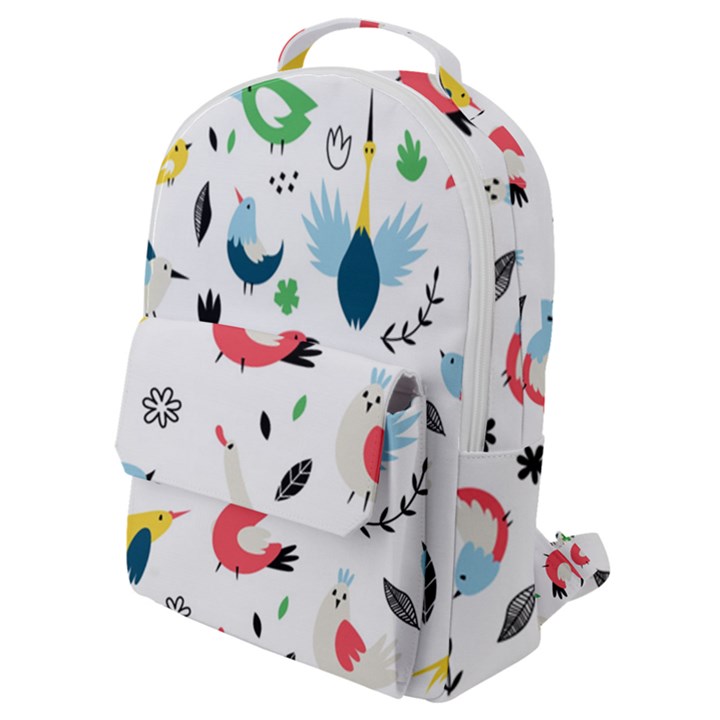 Vector Set Isolates With Cute Birds Scandinavian Style Flap Pocket Backpack (Small)