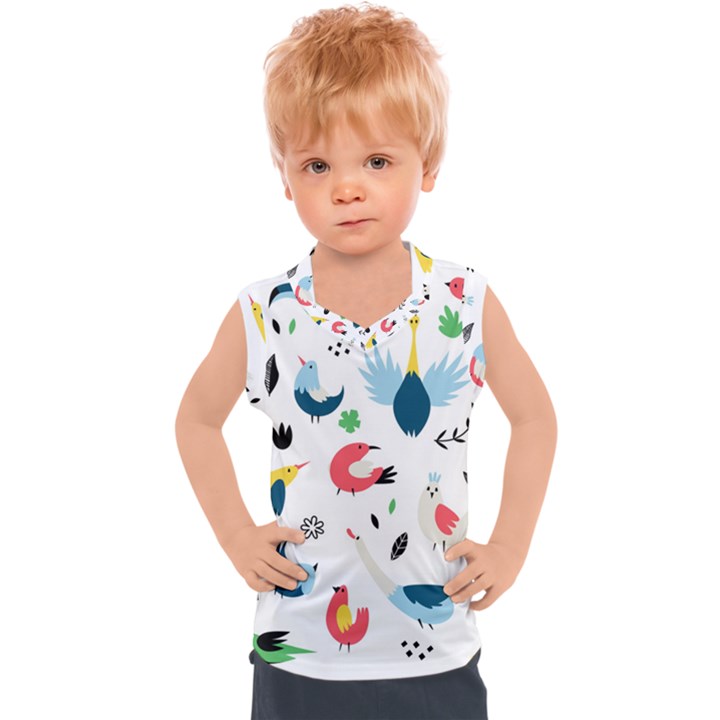 Vector Set Isolates With Cute Birds Scandinavian Style Kids  Sport Tank Top