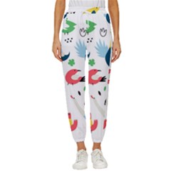 Vector Set Isolates With Cute Birds Scandinavian Style Women s Cropped Drawstring Pants by Salman4z