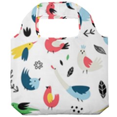 Vector Set Isolates With Cute Birds Scandinavian Style Foldable Grocery Recycle Bag by Salman4z