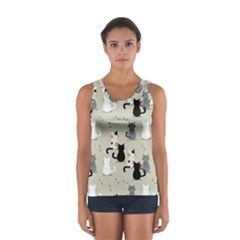 Cute Cat Seamless Pattern Sport Tank Top  by Salman4z