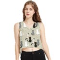 Cute Cat Seamless Pattern V-Neck Cropped Tank Top View1