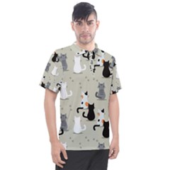 Cute Cat Seamless Pattern Men s Polo Tee by Salman4z