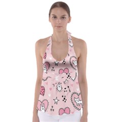 Cartoon Cute Valentines Day Doodle Heart Love Flower Seamless Pattern Vector Babydoll Tankini Top by Salman4z