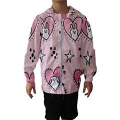 Cartoon Cute Valentines Day Doodle Heart Love Flower Seamless Pattern Vector Kids  Hooded Windbreaker by Salman4z