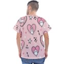 Cartoon Cute Valentines Day Doodle Heart Love Flower Seamless Pattern Vector Men s V-Neck Scrub Top View2