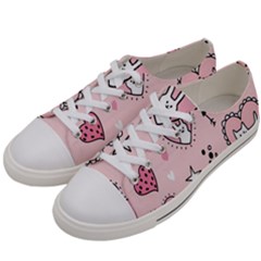 Cartoon Cute Valentines Day Doodle Heart Love Flower Seamless Pattern Vector Women s Low Top Canvas Sneakers by Salman4z