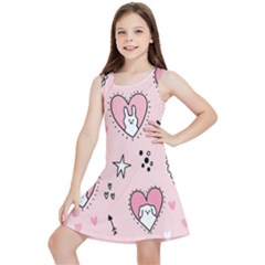 Cartoon Cute Valentines Day Doodle Heart Love Flower Seamless Pattern Vector Kids  Lightweight Sleeveless Dress by Salman4z