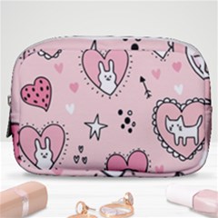 Cartoon Cute Valentines Day Doodle Heart Love Flower Seamless Pattern Vector Make Up Pouch (small) by Salman4z