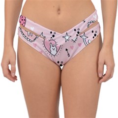 Cartoon Cute Valentines Day Doodle Heart Love Flower Seamless Pattern Vector Double Strap Halter Bikini Bottoms by Salman4z