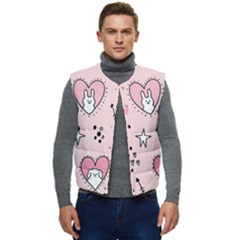 Cartoon Cute Valentines Day Doodle Heart Love Flower Seamless Pattern Vector Men s Short Button Up Puffer Vest	 by Salman4z