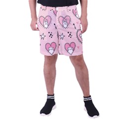 Cartoon Cute Valentines Day Doodle Heart Love Flower Seamless Pattern Vector Men s Pocket Shorts by Salman4z