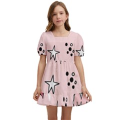 Cartoon Cute Valentines Day Doodle Heart Love Flower Seamless Pattern Vector Kids  Short Sleeve Dolly Dress by Salman4z