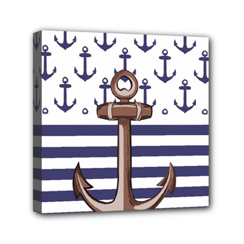 Anchor Background Design Mini Canvas 6  X 6  (stretched) by Salman4z