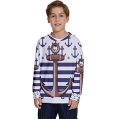 Anchor Background Design Kids  Long Sleeve Jersey by Salman4z