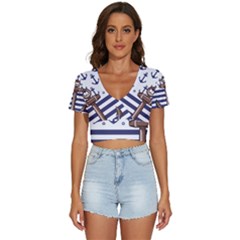 Anchor Background Design V-neck Crop Top by Salman4z