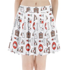 Vector Thin Line Art Vet Seamless Pattern Pleated Mini Skirt by Salman4z