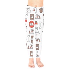 Vector Thin Line Art Vet Seamless Pattern Kids  Leggings by Salman4z