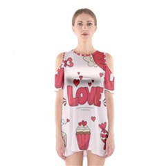 Hand Drawn Valentines Day Element Collection Shoulder Cutout One Piece Dress by Salman4z