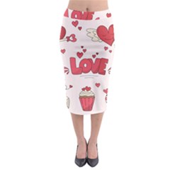 Hand Drawn Valentines Day Element Collection Midi Pencil Skirt by Salman4z