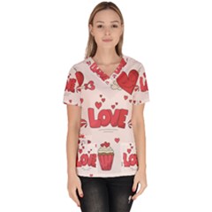 Hand Drawn Valentines Day Element Collection Women s V-neck Scrub Top by Salman4z