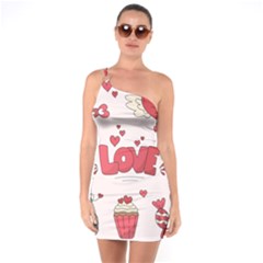 Hand Drawn Valentines Day Element Collection One Shoulder Ring Trim Bodycon Dress by Salman4z