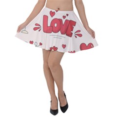 Hand Drawn Valentines Day Element Collection Velvet Skater Skirt by Salman4z