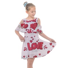 Hand Drawn Valentines Day Element Collection Kids  Shoulder Cutout Chiffon Dress by Salman4z