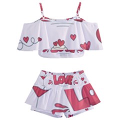 Hand Drawn Valentines Day Element Collection Kids  Off Shoulder Skirt Bikini by Salman4z