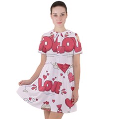 Hand Drawn Valentines Day Element Collection Short Sleeve Shoulder Cut Out Dress  by Salman4z