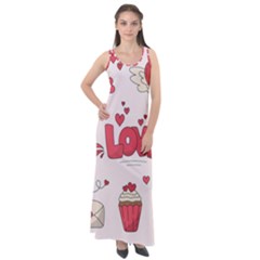 Hand Drawn Valentines Day Element Collection Sleeveless Velour Maxi Dress by Salman4z