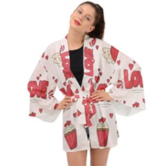 Hand Drawn Valentines Day Element Collection Long Sleeve Kimono by Salman4z