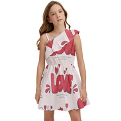 Hand Drawn Valentines Day Element Collection Kids  One Shoulder Party Dress by Salman4z