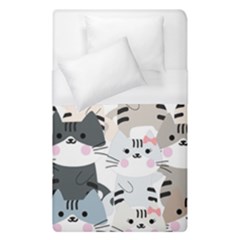 Cute Cat Couple Seamless Pattern Cartoon Duvet Cover (single Size) by Salman4z