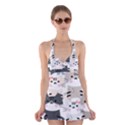 Cute Cat Couple Seamless Pattern Cartoon Halter Dress Swimsuit  View1