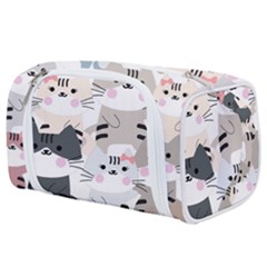 Cute Cat Couple Seamless Pattern Cartoon Toiletries Pouch by Salman4z