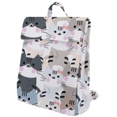 Cute Cat Couple Seamless Pattern Cartoon Flap Top Backpack by Salman4z