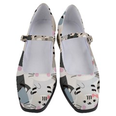 Cute Cat Couple Seamless Pattern Cartoon Women s Mary Jane Shoes by Salman4z