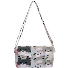 Cute Cat Couple Seamless Pattern Cartoon Removable Strap Clutch Bag by Salman4z