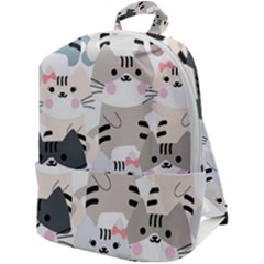 Cute Cat Couple Seamless Pattern Cartoon Zip Up Backpack by Salman4z