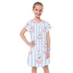 French Bulldog Dog Seamless Pattern Kids  Drop Waist Dress