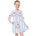 French Bulldog Dog Seamless Pattern Kids  Quarter Sleeve Shirt Dress View1