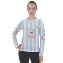 French Bulldog Dog Seamless Pattern Women s Pique Long Sleeve Tee