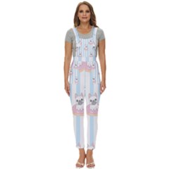 French Bulldog Dog Seamless Pattern Women s Pinafore Overalls Jumpsuit