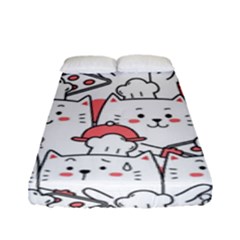 Cute Cat Chef Cooking Seamless Pattern Cartoon Fitted Sheet (full/ Double Size) by Salman4z