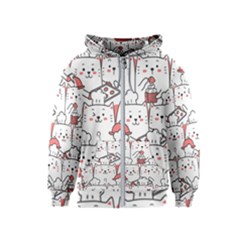 Cute Cat Chef Cooking Seamless Pattern Cartoon Kids  Zipper Hoodie by Salman4z