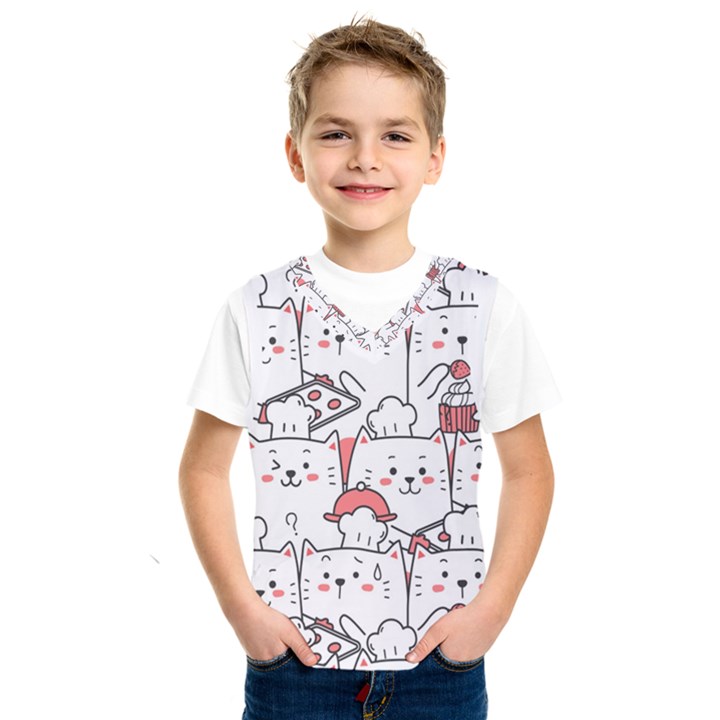 Cute Cat Chef Cooking Seamless Pattern Cartoon Kids  Basketball Tank Top