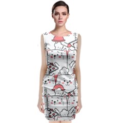 Cute Cat Chef Cooking Seamless Pattern Cartoon Sleeveless Velvet Midi Dress by Salman4z